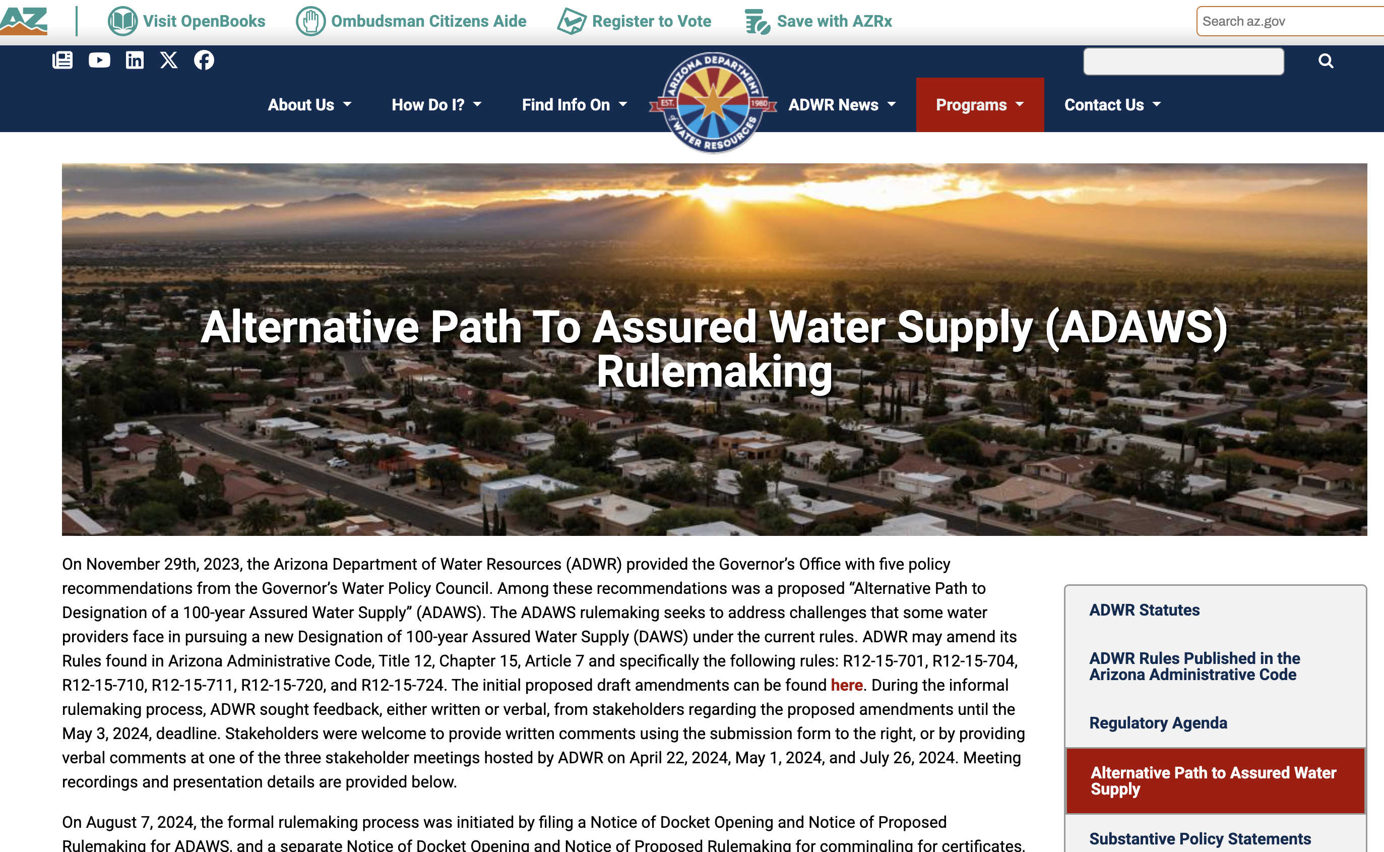 Alternative Path to Assured Water Supply Rulemaking