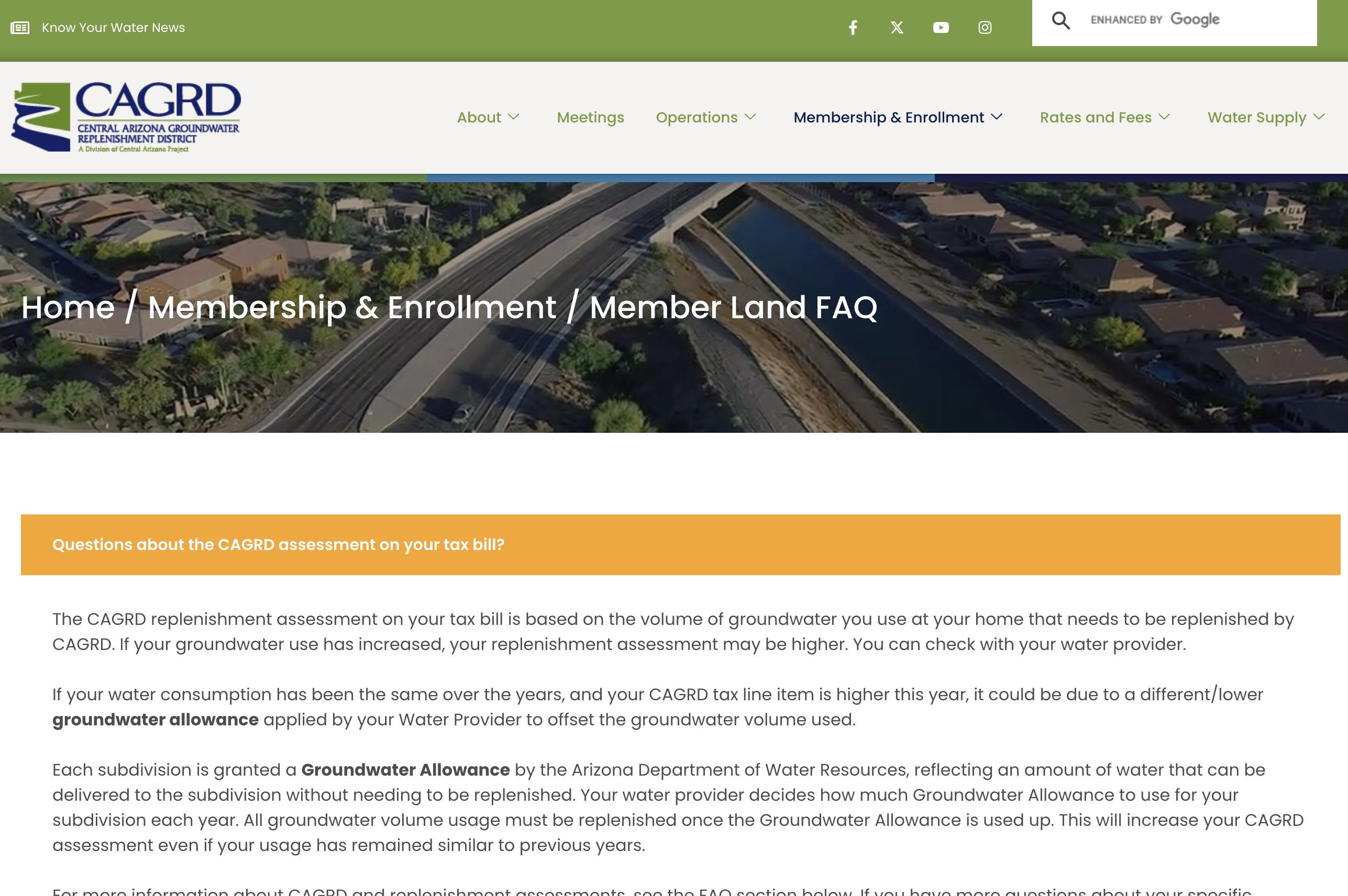 CAGRD Member Land FAQ - CAGRD Taxes for Property Owners